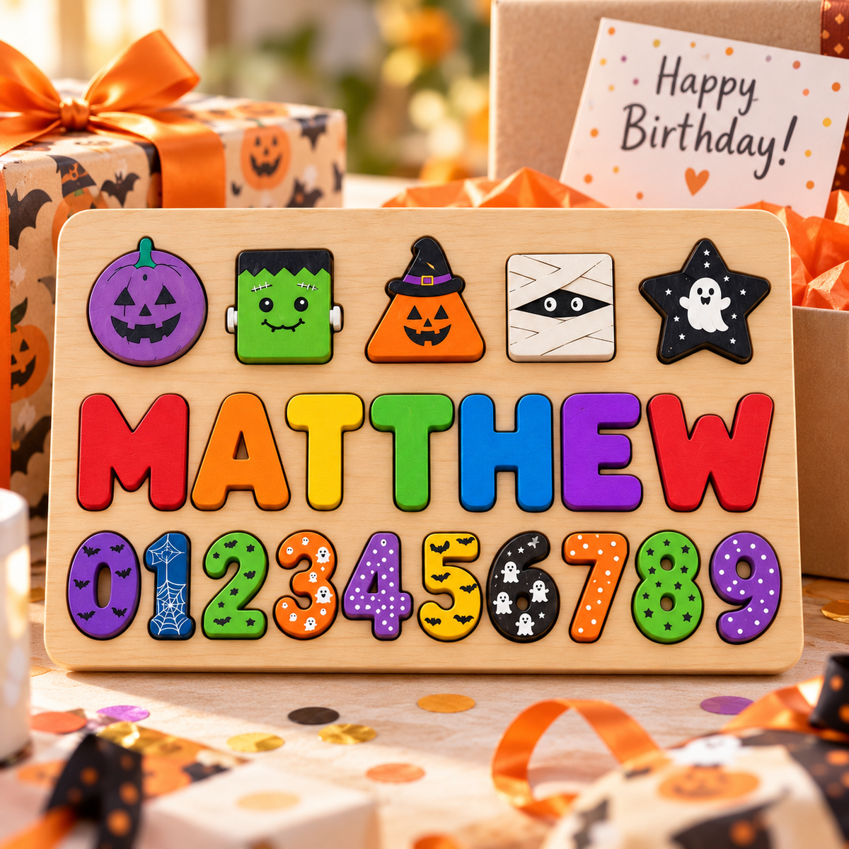 Custom wooden name puzzle, design 021, mockup view 4