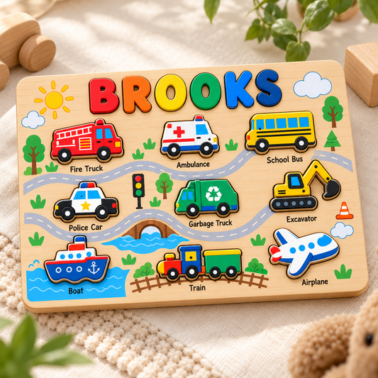Custom wooden name puzzle, design 024, mockup view 1
