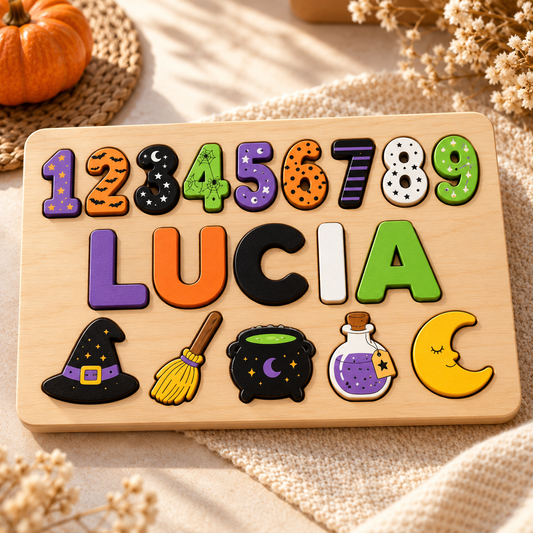 Custom wooden name puzzle, design 025, mockup view 1