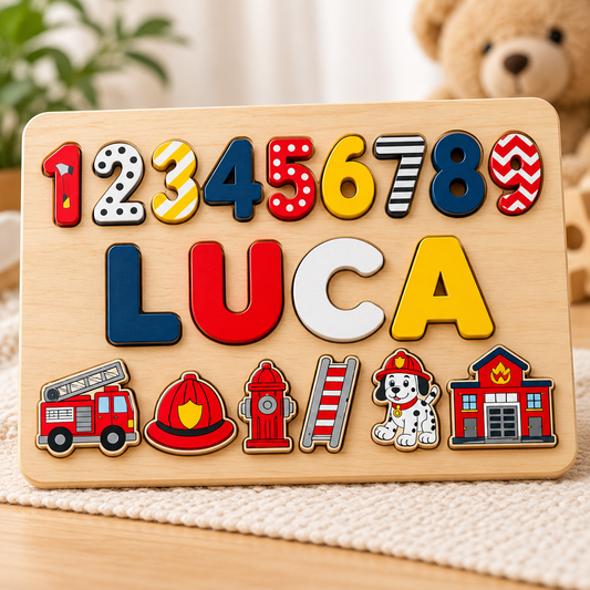 Custom wooden name puzzle, design 026, mockup view 1