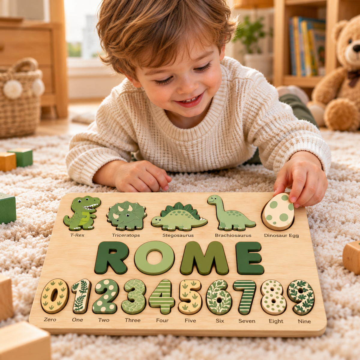Custom wooden name puzzle, design 028, mockup view 3