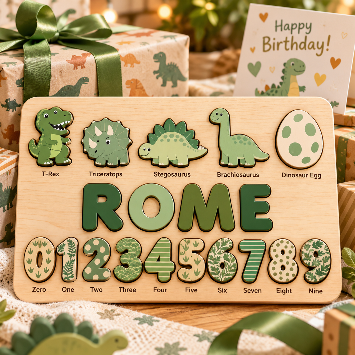 Custom wooden name puzzle, design 028, mockup view 4