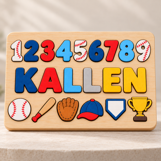 Custom wooden name puzzle, design 030, mockup view 1