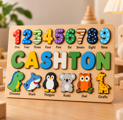 Custom wooden name puzzle, design 031, mockup view 2