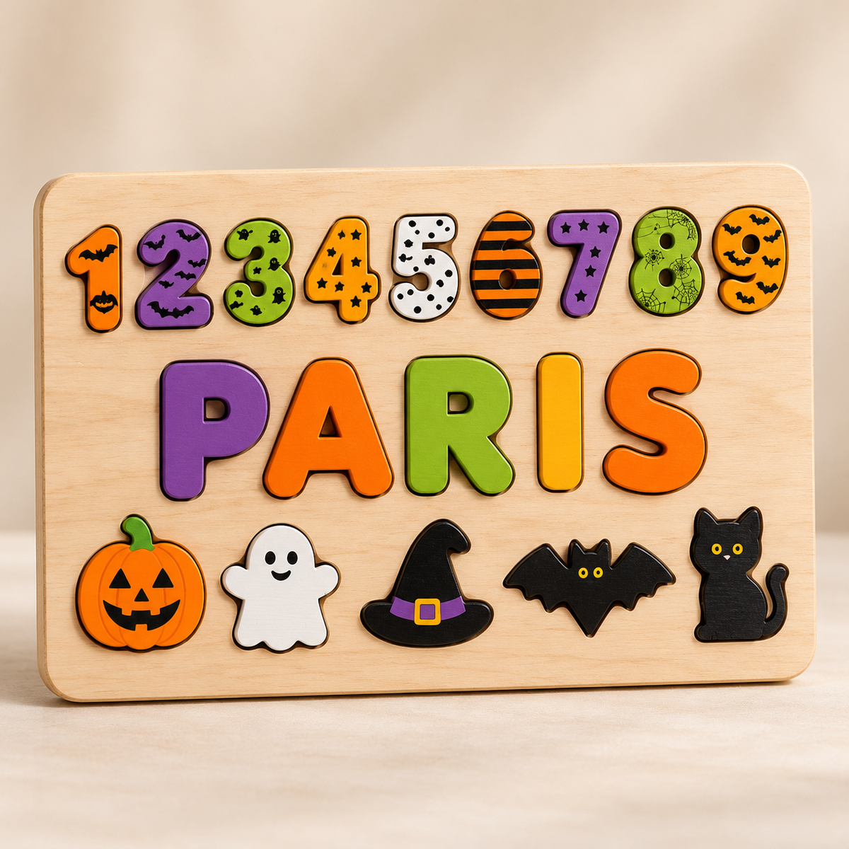 Custom wooden name puzzle, design 033, mockup view 1
