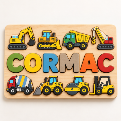 Custom wooden name puzzle, design 034, mockup view 1