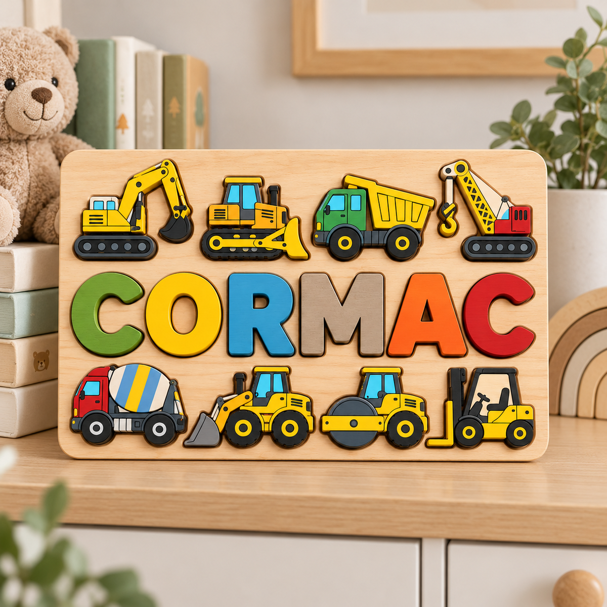 Custom wooden name puzzle, design 034, mockup view 2