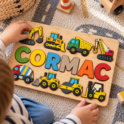 Custom wooden name puzzle, design 034, mockup view 3