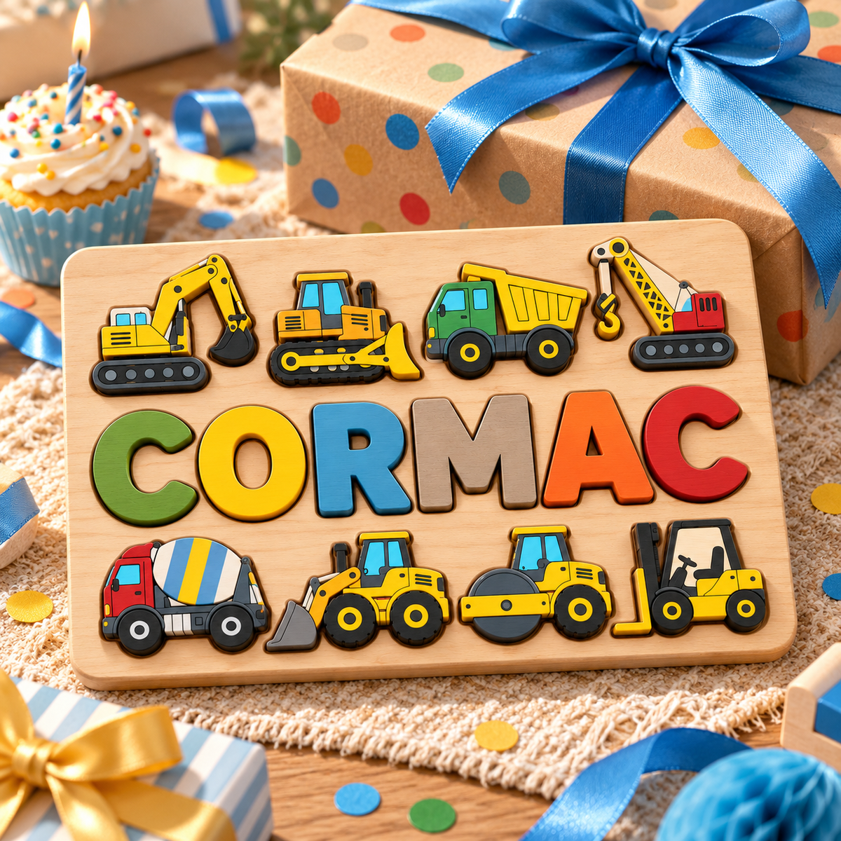 Custom wooden name puzzle, design 034, mockup view 4