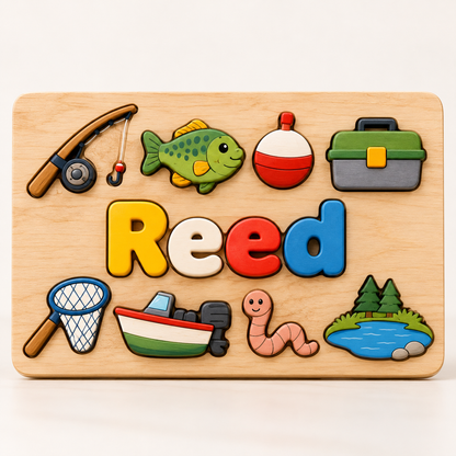 Custom wooden name puzzle, design 035, mockup view 1