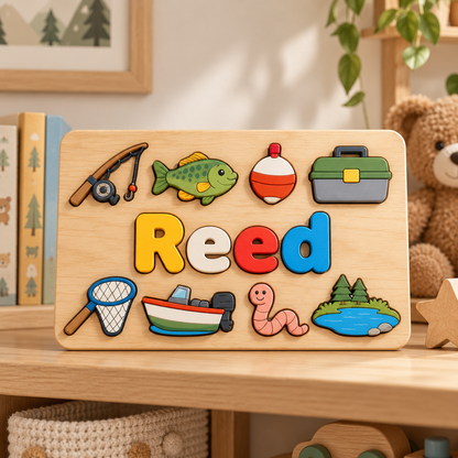 Custom wooden name puzzle, design 035, mockup view 2