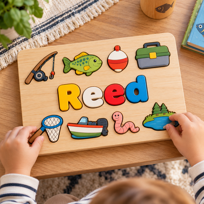 Custom wooden name puzzle, design 035, mockup view 3