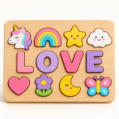 Custom wooden name puzzle, design 036, mockup view 1