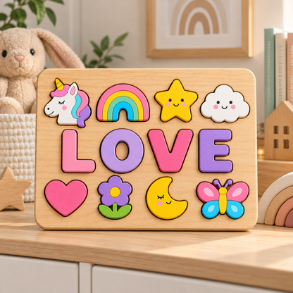 Custom wooden name puzzle, design 036, mockup view 2