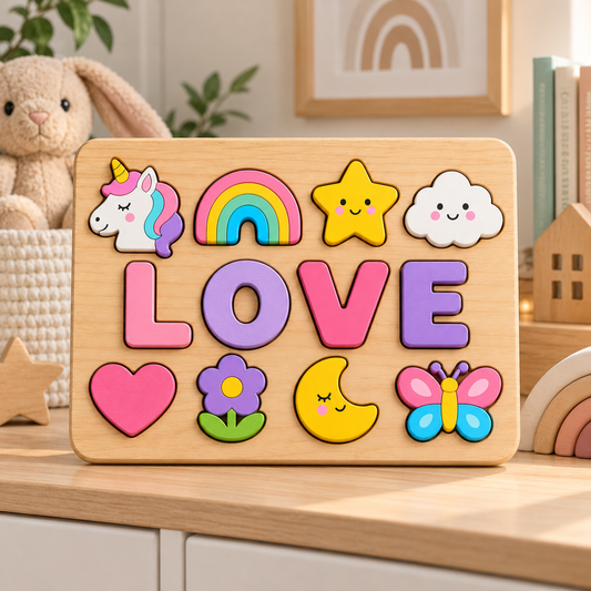 Custom wooden name puzzle, design 036, mockup view 2