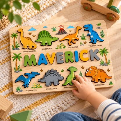 Custom wooden name puzzle, design 038, product mockup 3