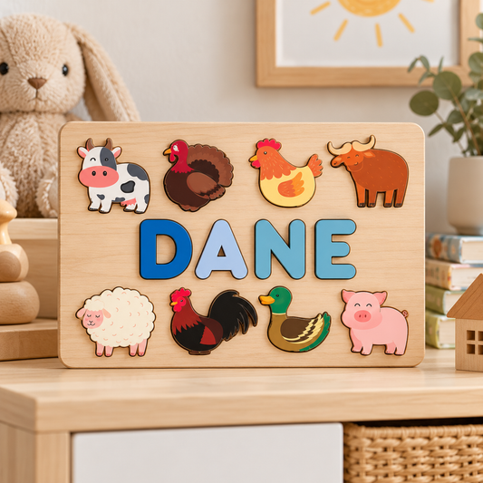 Custom wooden name puzzle, design 039, product mockup 2