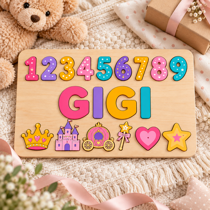 Personalized wooden name puzzle board design 001 – product photo 3