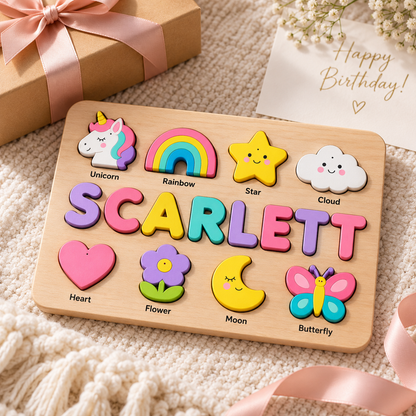 Custom wooden name puzzle, design 004, mockup view 4