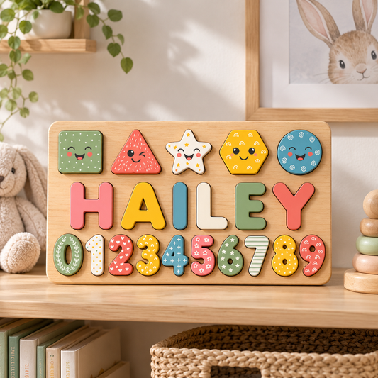 Custom wooden name puzzle, design 041, product mockup 2