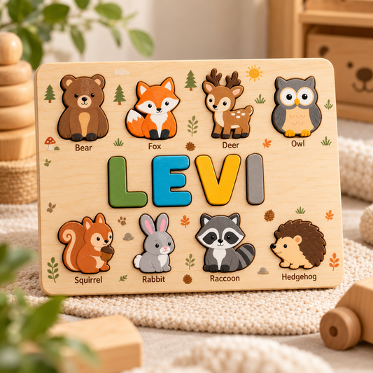 Custom wooden name puzzle, design 042, product mockup 1