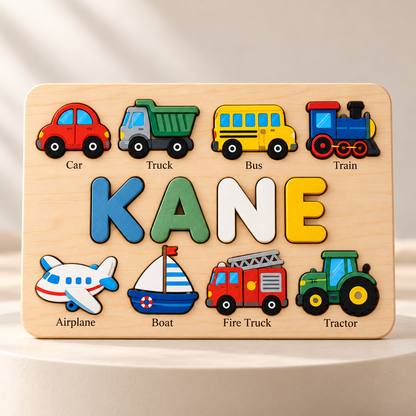 Custom wooden name puzzle, design 045, product mockup 1