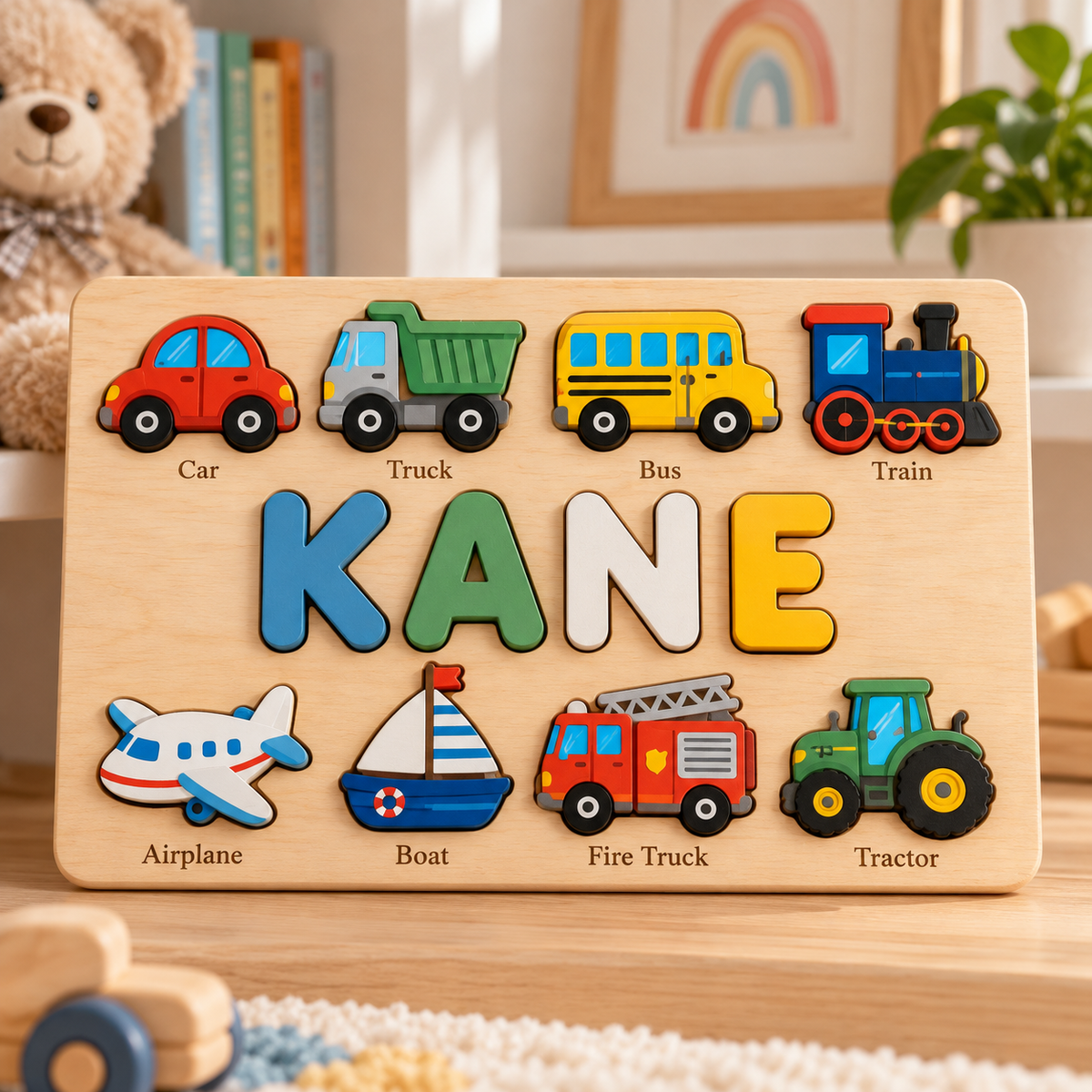 Custom wooden name puzzle, design 045, product mockup 2