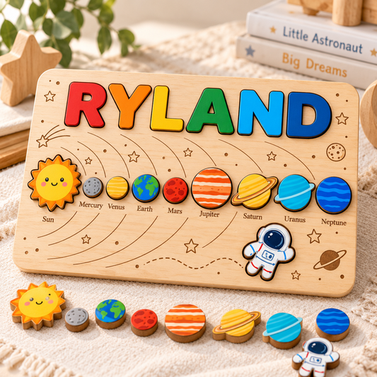 Custom wooden name puzzle, design 046, product mockup 1