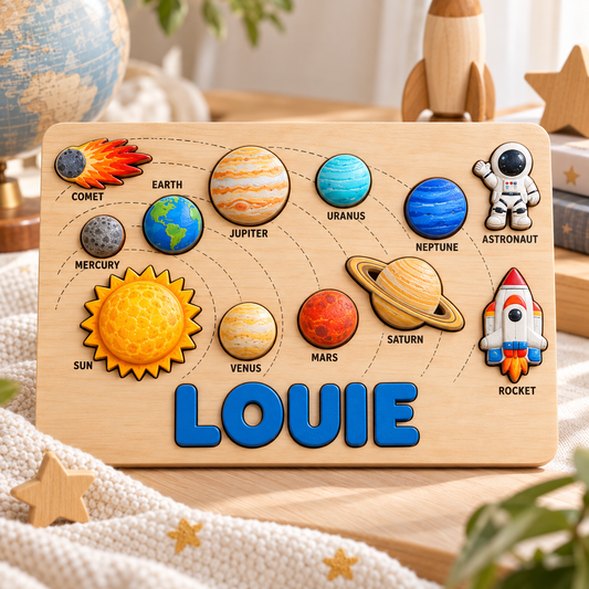 Custom wooden name puzzle, design 048, product mockup 1