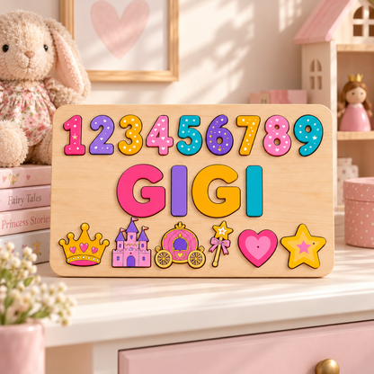 Personalized wooden name puzzle board design 001 – product photo 4