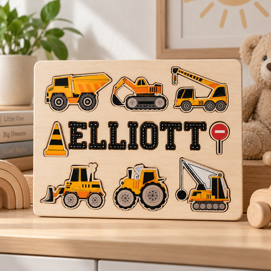 Custom wooden name puzzle, design 005, mockup view 2