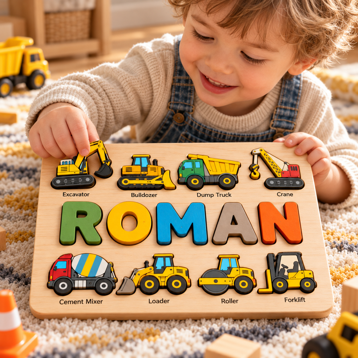 Custom wooden name puzzle, design 007, mockup view 3