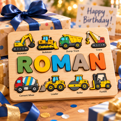 Custom wooden name puzzle, design 007, mockup view 4